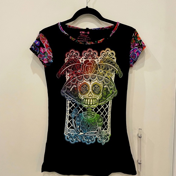 Ay Guey Oaxacan art ladies fitted tee. - Picture 1 of 2